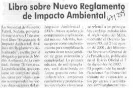 Libro sobre nuevo reglamento de impacto ambiental.