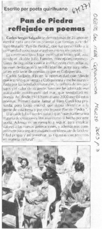 Pan de piedra reflejado en poemas.