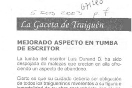 Mejorado aspecto en tumba de escritor.