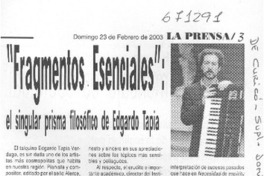 Fragmentos esenciales", el singular prisma filosófico de Edgardo Tapia