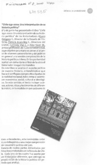"Chile 1541-2000, una interpretación de su historia política".