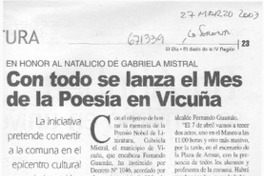 Con todo se lanza el mes de la poesía en Vicuña.
