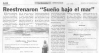 Reestrenaron "Sueño bajo el mar".