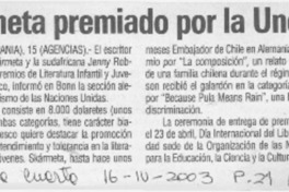 Skármeta premiado por la Unesco.