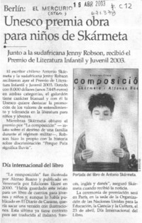 Unesco premia obra para niños de Skármeta.