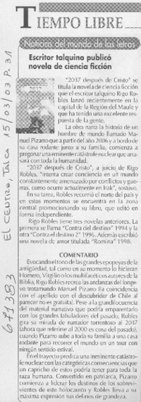 Escritor talquino publicó novela de ciencia ficción.