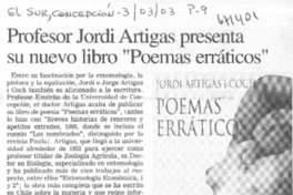 Profesor Jordi Artigas presenta su nuevo libro "Poemas erráticos".