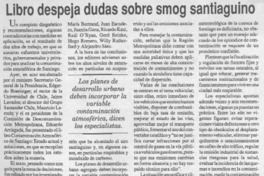 Libro despeja dudas sobre smog santiaguino.