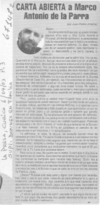 Carta abierta a Marco Antonio de la Parra
