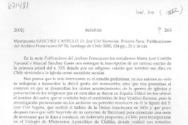 Fr. José Ciré memorias, primera parte