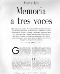 Memoria a tres voces : [entrevista]