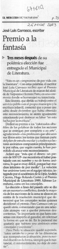 Premio a la fantasía.