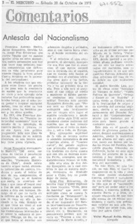 Antesala del nacionalismo