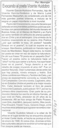 Evocando al poeta Vicente Huidobro