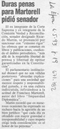Duras penas para Martorell pidió senador.