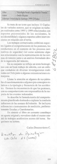 Psicología social y seguridad de tránsito"