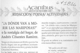 Adónde van a morir las mariposas? o la nostalgia del hogar, de Andrés Cifuentes Ramírez