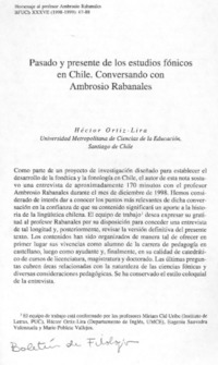 Pasado y presente de los fóneticos en Chile.Conversando con Ambrosio Rabanales : [Entrevista]