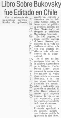 Libro sobre Bukovsky fue editado en Chile.