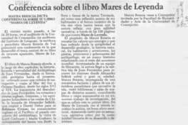 Conferencia sobre el libro Mares de leyenda.