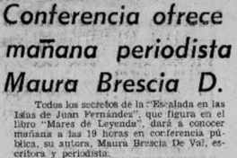 Conferencia ofrece mañana Maura Brescia D.