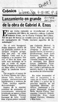 Lanzamiento en grande de la obra de Gabriel A. Enos.