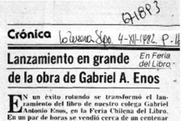 Lanzamiento en grande de la obra de Gabriel A. Enos.