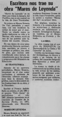 Escritora nos trae su obra "Mares de leyenda".