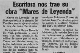 Escritora nos trae su obra "Mares de leyenda".