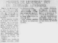 Mares de leyenda" hoy en tertulia literaria.