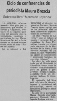 Ciclo de conferencias de periodista Maura Brescia.