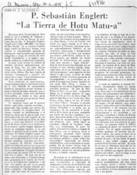 P. Sebastián Englert, "La tierra de Hotu Matu-a"