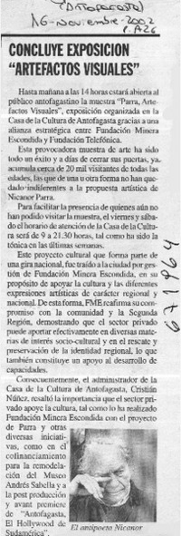 Concluye exposición "Artefactos visuales".