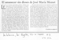 El Amanecer sin dioses de José María Memet.
