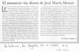 El Amanecer sin dioses de José María Memet.