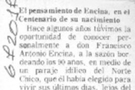 El pensamiento de Encina, en el Centenario de su nacimiento.