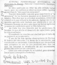 Nuestra inferioridad económica.