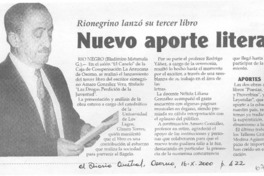 Nuevo aporte literario.