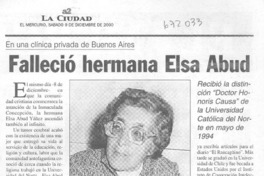 Falleció hermana Elsa Abud