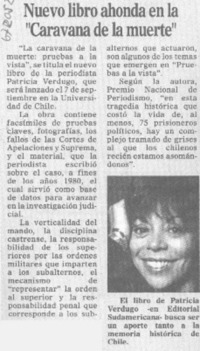 Nuevo libro ahonda en la "Caravana de la muerte"