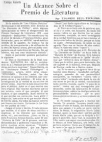 Un alcance sobre el Premio de Literatura