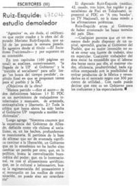 Ruiz-Esquide, estudio demoledor.