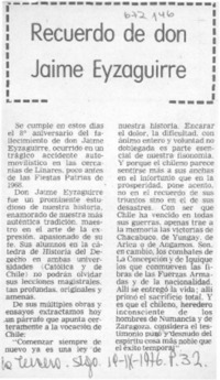 Recuerdo de don Jaime Eyzaguirre.