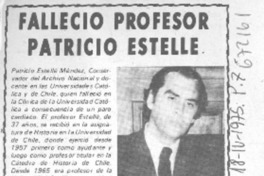 Falleció profesor Patricio Estellé.