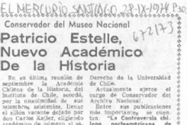 Patricio Estelle, nuevo académico de la historia.