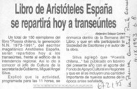 Libro de Aristóteles España se repartirá hoy a transeúntes