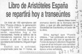 Libro de Aristóteles España se repartirá hoy a transeúntes