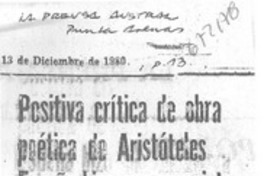 Positiva crítica de obra poética de Aristóteles España hizo una ensayista.