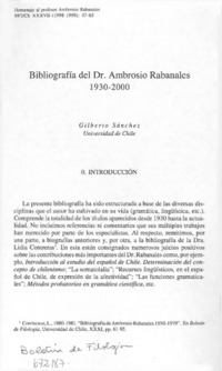 Bibliografía del Dr. Ambrosio Rabanales 1930-2000