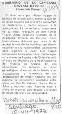 Nobiliario de la capitanía general de Chile.